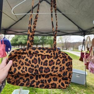 BAGGU Leopard Print Shoulder Bag in Brown and Black